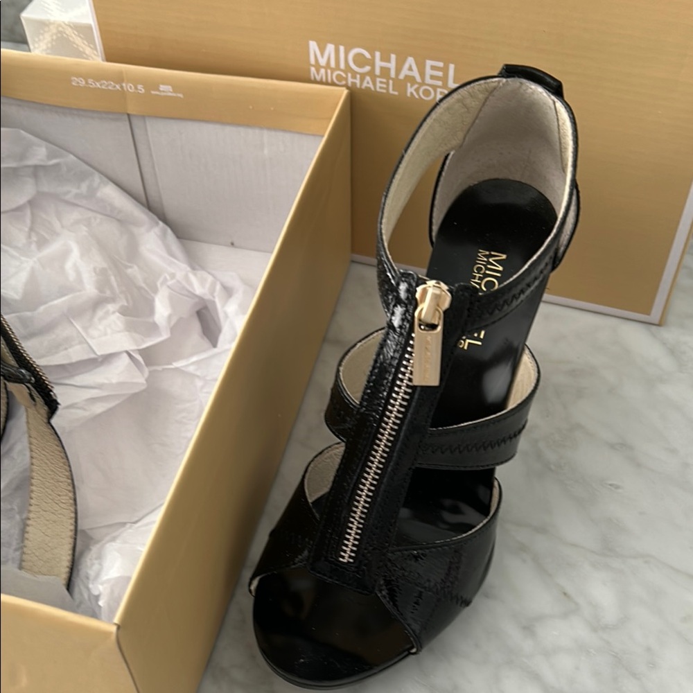 Michael Kors Black Heeled Gladiator Sandals